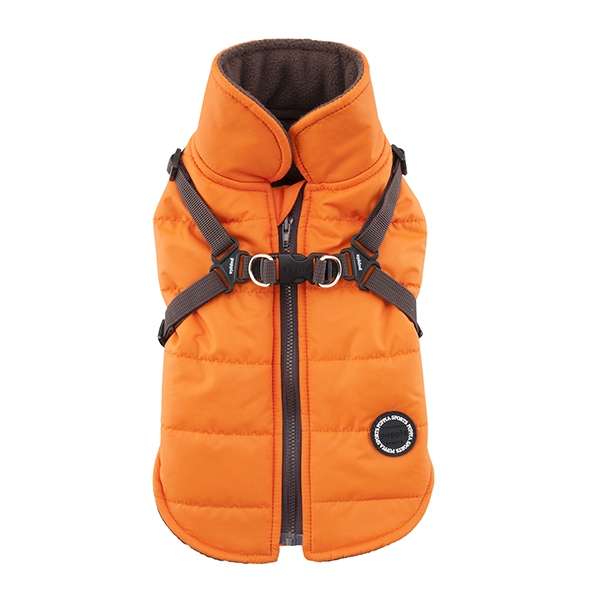 Hundemantel Mountaineer mit integriertem Geschirr - Orange