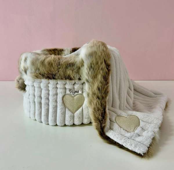 Hundebett Snoozies - Snowleopard-Stripe Panna